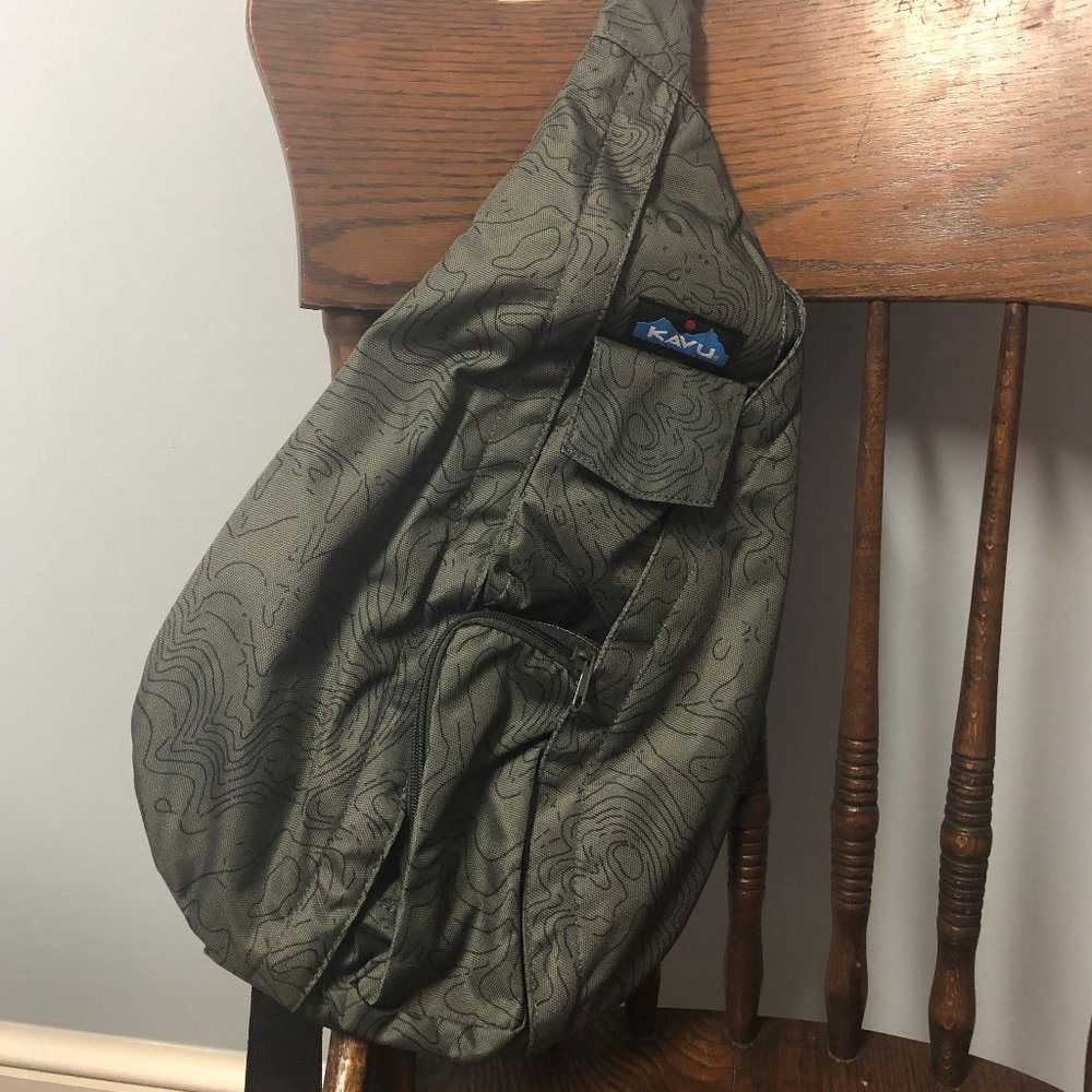 NWT KAVU Rope Sling Crossbody Bag in Green Topo
